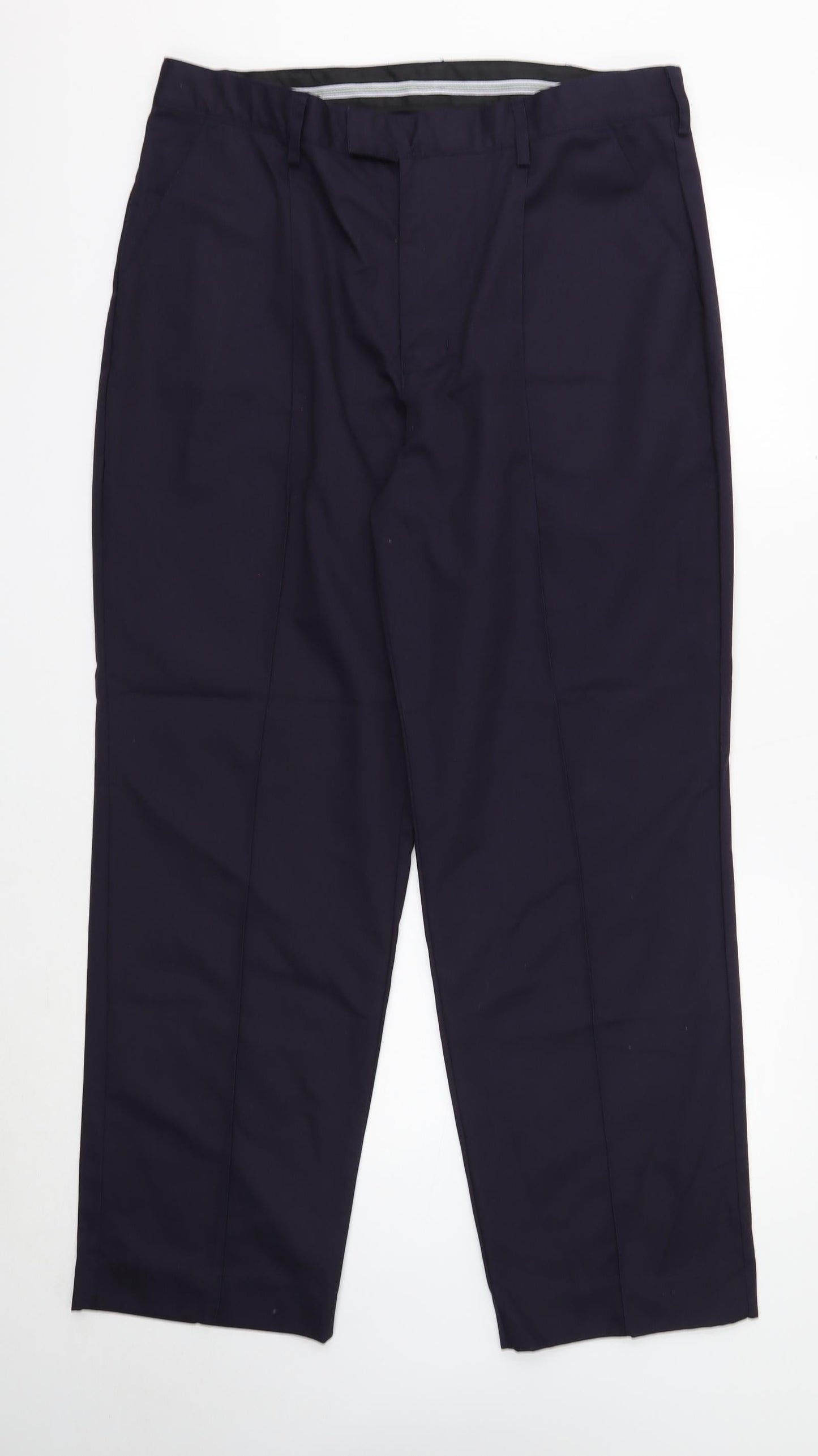 Double TWO Mens Blue Polyester Dress Pants Trousers Size 38 in Regular Zip