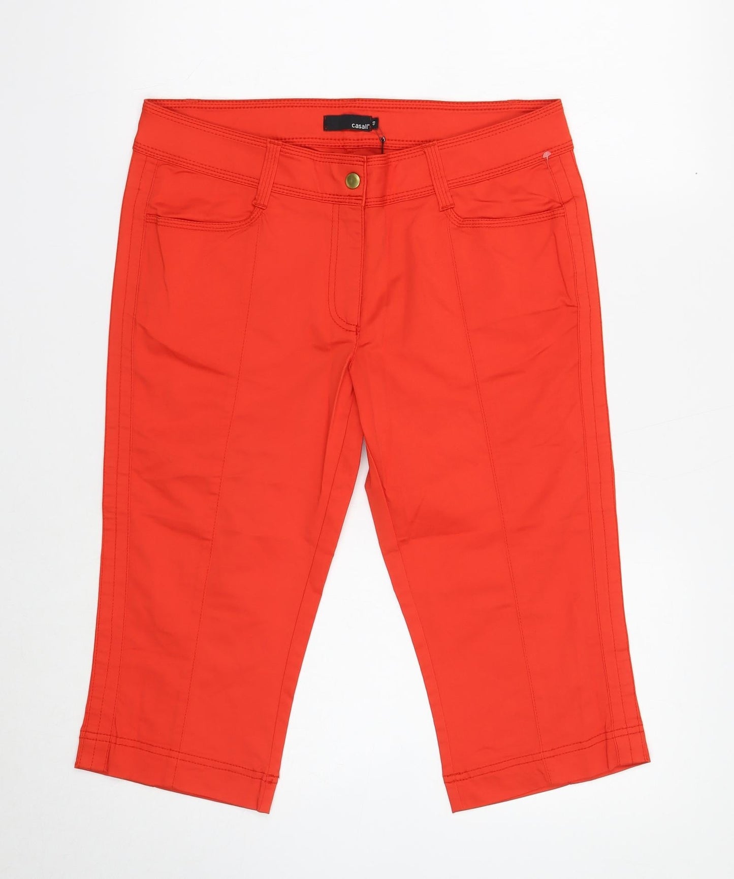 Casall Womens Red Polyamide Cropped Trousers Size 12 Regular Zip