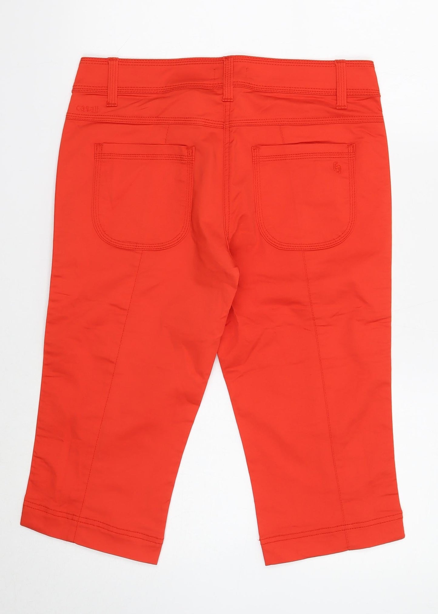 Casall Womens Red Polyamide Cropped Trousers Size 12 Regular Zip