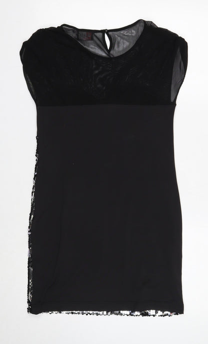 Lipsy London Womens Black Polyester Shift Size 10 Scoop Neck Pullover