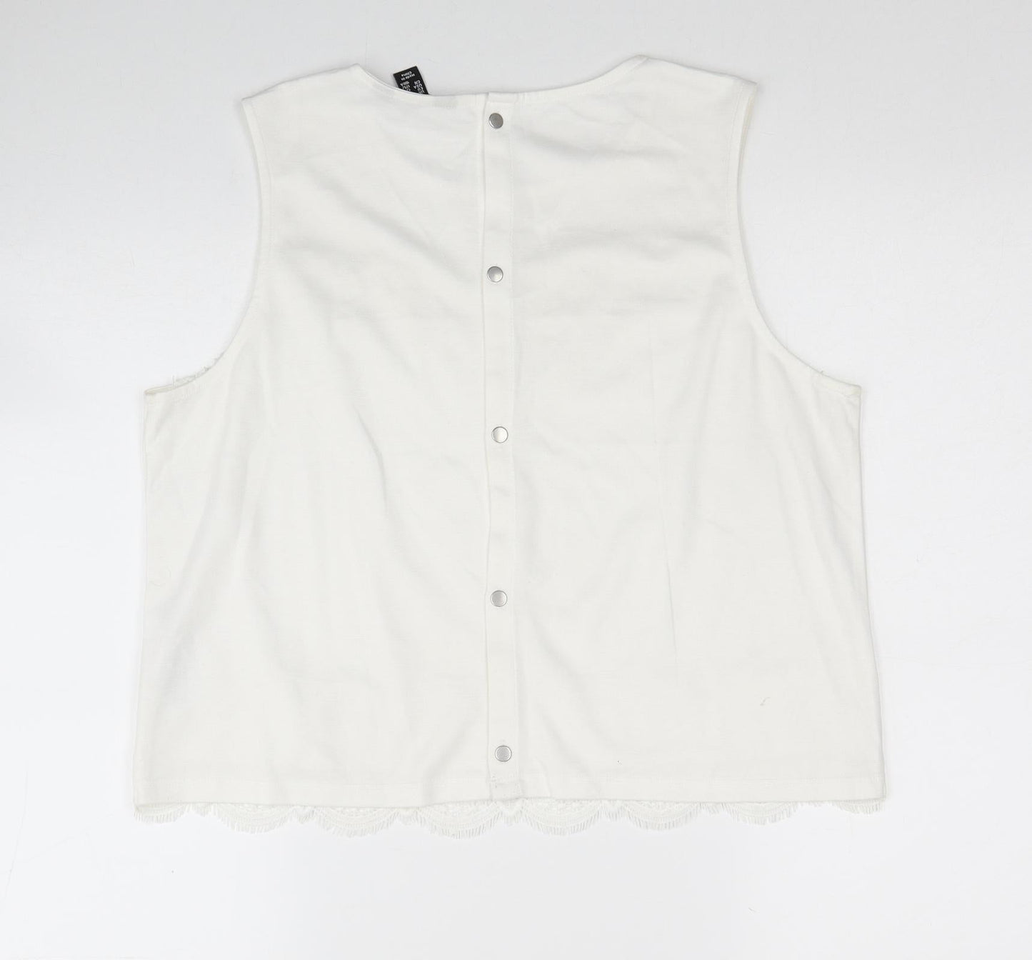 New Look Womens Ivory Geometric Polyester Cropped Tank Size 16 Round Neck