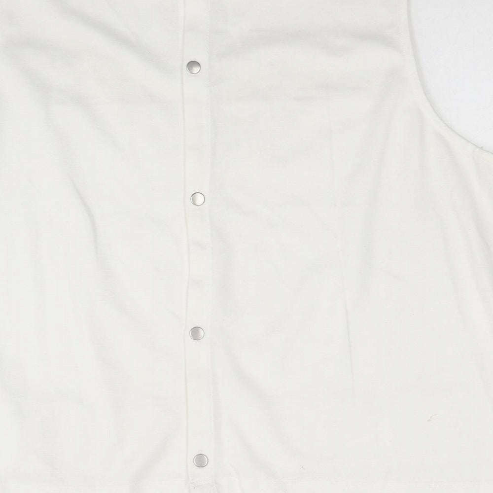 New Look Womens Ivory Geometric Polyester Cropped Tank Size 16 Round Neck