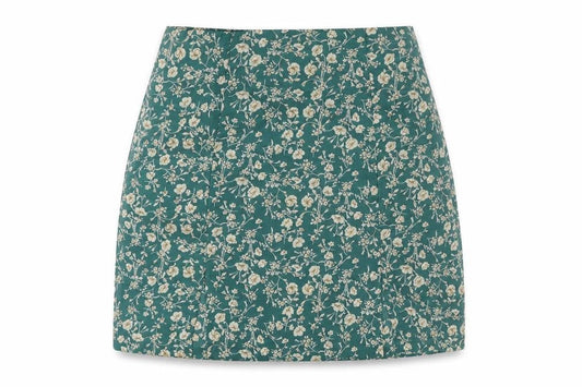 Nasty Gal Womens Green Floral Polyester Mini Skirt Size 6 Zip