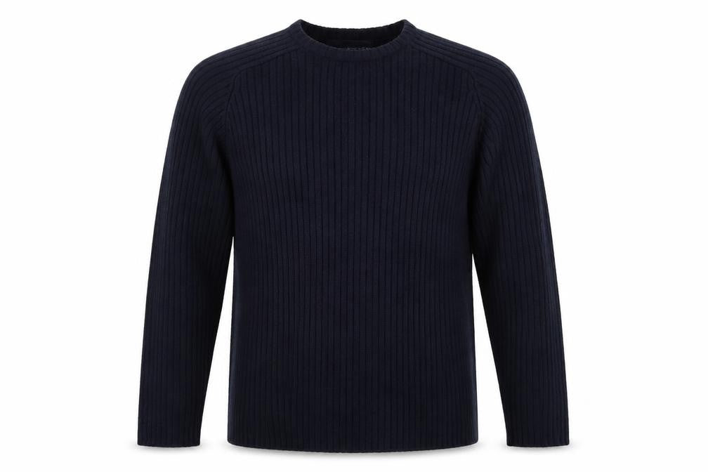 Jeans&Co Mens Blue Round Neck Acrylic Pullover Jumper Size M - Ribbed