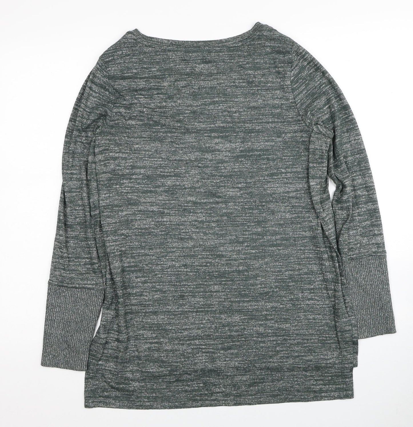 Deane & White Womens Green Scoop Neck Polyester Pullover Jumper Size 12