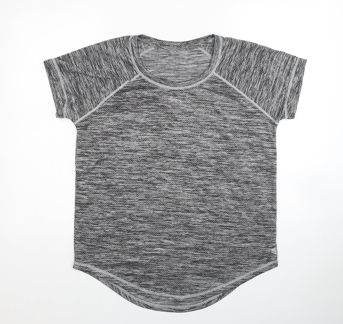 Active Womens Grey Polyester Basic T-Shirt Size L Round Neck
