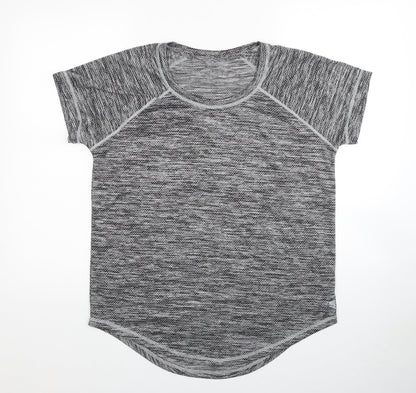 Active Womens Grey Polyester Basic T-Shirt Size L Round Neck