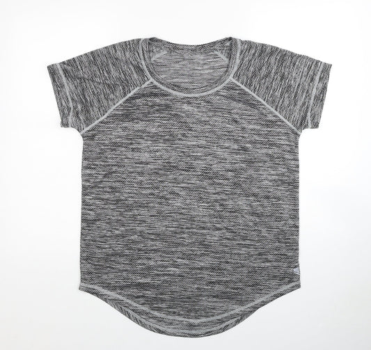 Active Womens Grey Polyester Basic T-Shirt Size L Round Neck