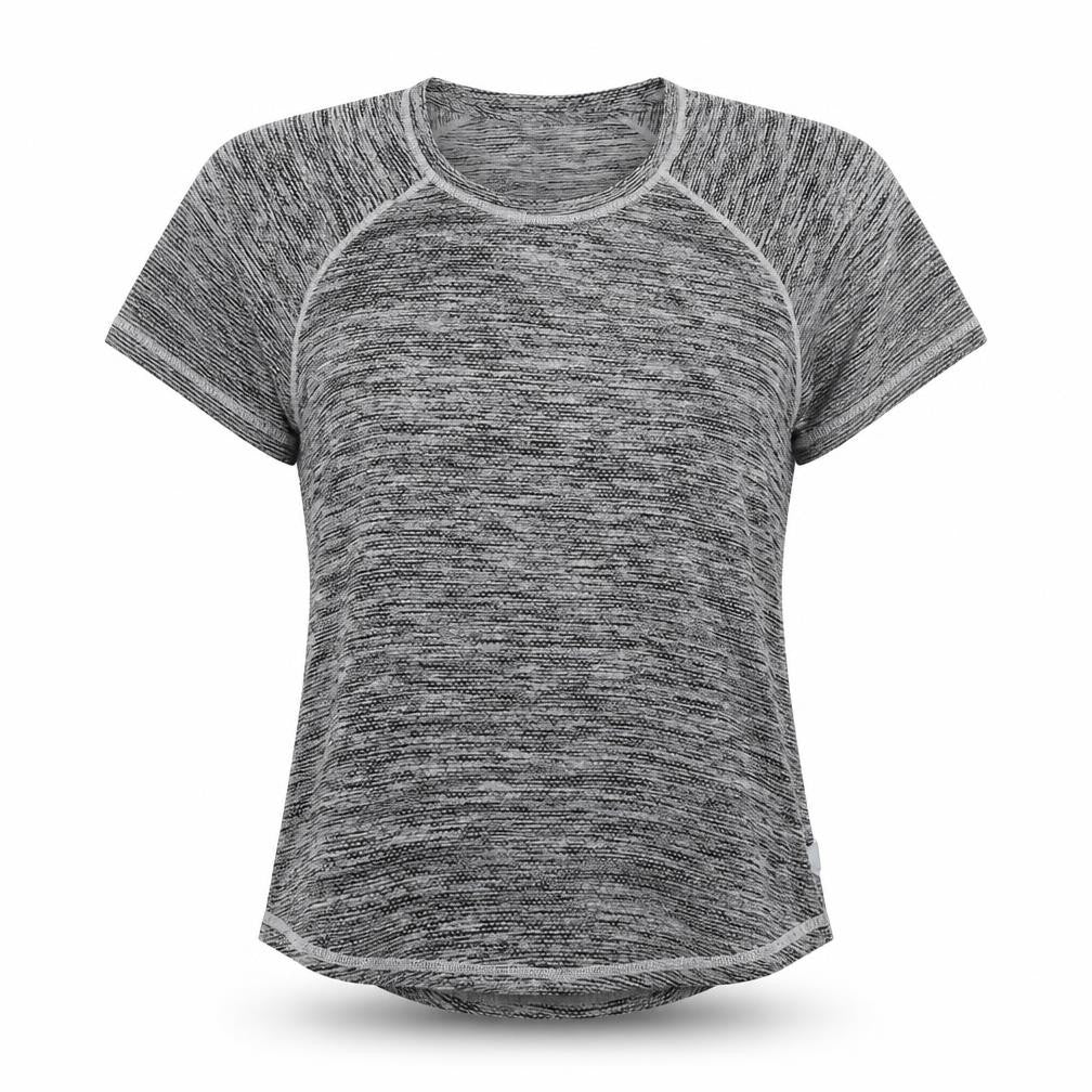 Active Womens Grey Polyester Basic T-Shirt Size L Round Neck