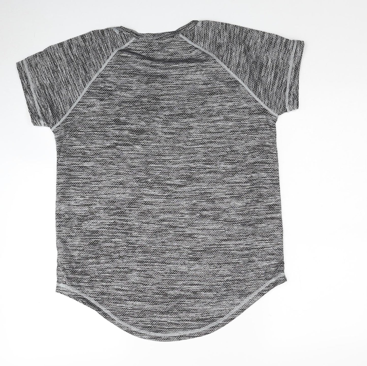 Active Womens Grey Polyester Basic T-Shirt Size L Round Neck