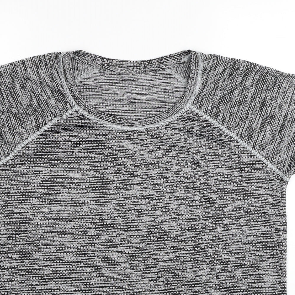 Active Womens Grey Polyester Basic T-Shirt Size L Round Neck