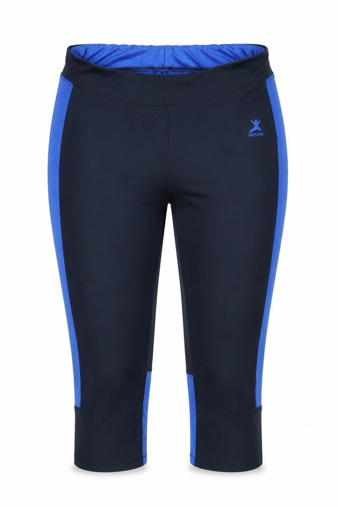Kesida Womens Blue Colourblock Polyester Cropped Leggings Size L Regular Drawstring