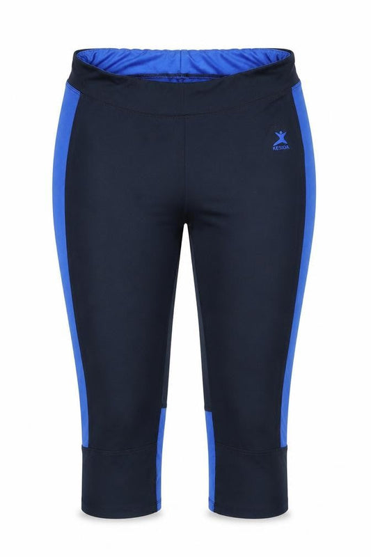 Kesida Womens Blue Colourblock Polyester Cropped Leggings Size L Regular Drawstring