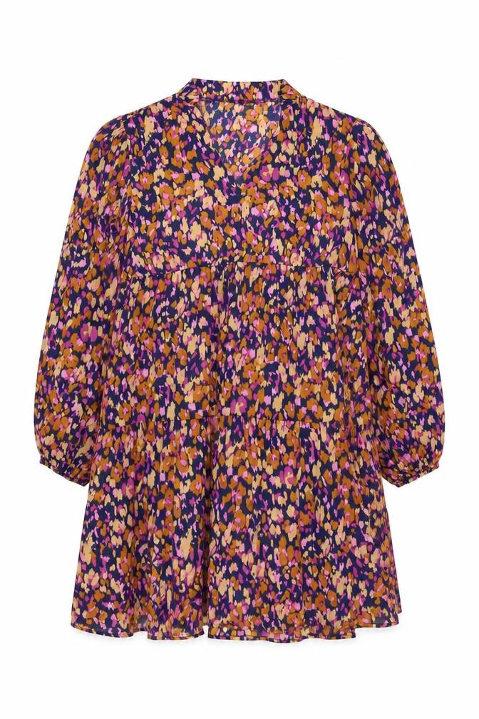 SheIn Womens Multicoloured Animal Print Polyester A-Line Size XL V-Neck Pullover - Leopard Print