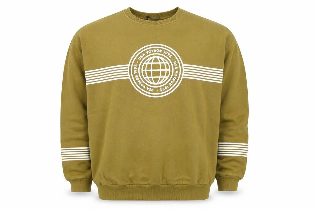 Pull&Bear Mens Brown Cotton Pullover Sweatshirt Size M - USA Voyage 1995