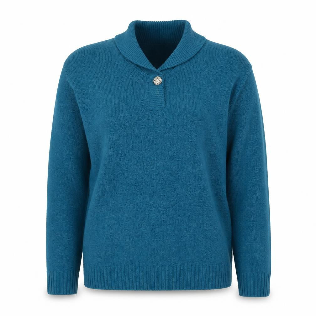 EWM Womens Blue Collared Acrylic Pullover Jumper Size 14 - Size 14-16