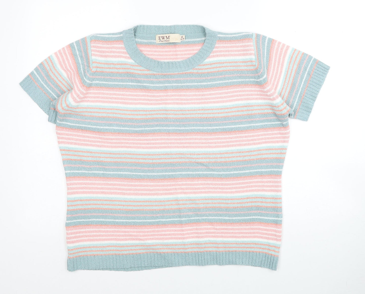 EWM Womens Multicoloured Scoop Neck Striped Acrylic Pullover Jumper Size 14 - Size 14-16