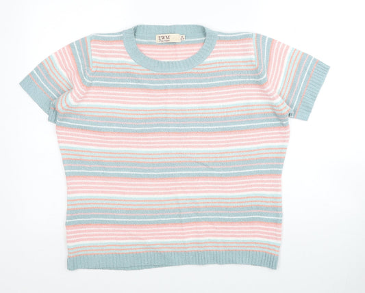 EWM Womens Multicoloured Scoop Neck Striped Acrylic Pullover Jumper Size 14 - Size 14-16