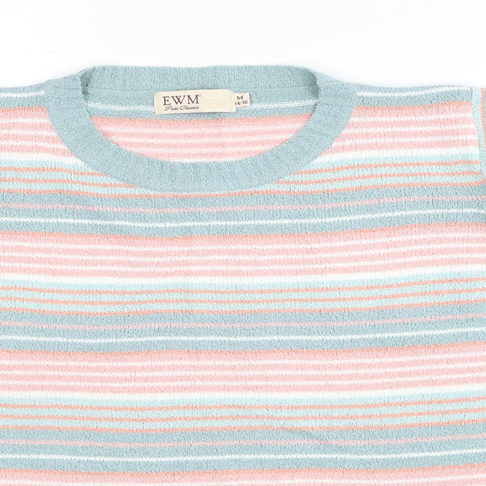 EWM Womens Multicoloured Scoop Neck Striped Acrylic Pullover Jumper Size 14 - Size 14-16