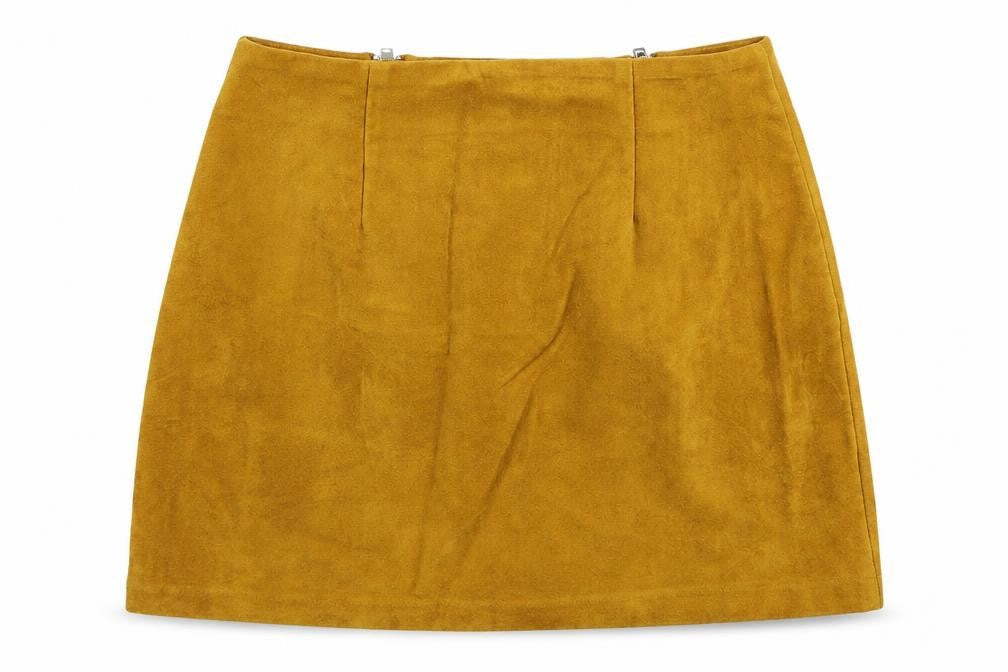 FOREVER 21 Womens Yellow Polyester Mini Skirt Size S Zip