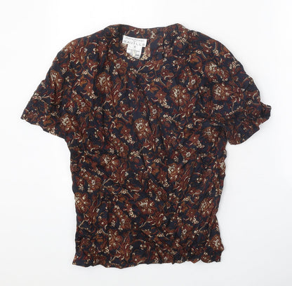 Rena Rowan Womens Multicoloured Geometric Polyester Basic Blouse Size 6 Round Neck