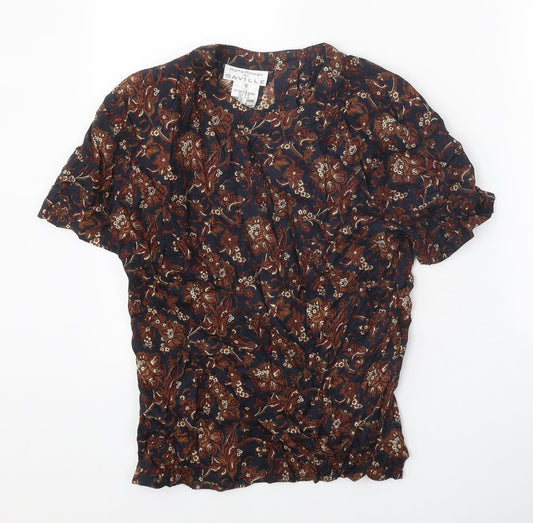 Rena Rowan Womens Multicoloured Geometric Polyester Basic Blouse Size 6 Round Neck