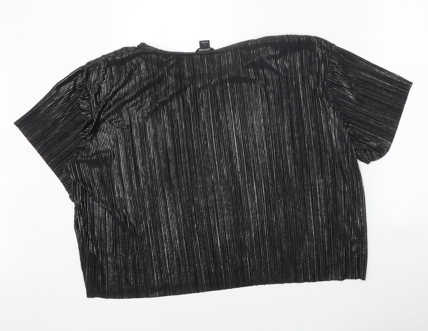 Monki Womens Black Polyester Cropped Blouse Size L Round Neck