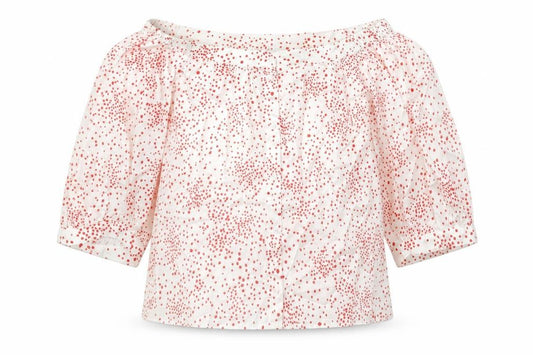 H&M Womens White Polka Dot Cotton Basic Blouse Size 12 Off the Shoulder
