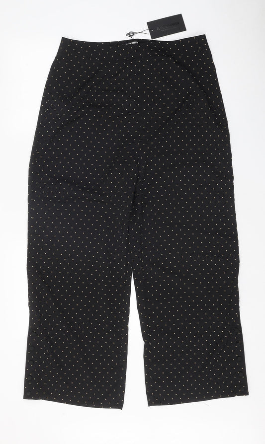 Fashion Union Womens Black Polka Dot Polyester Trousers Size 10 Regular Zip