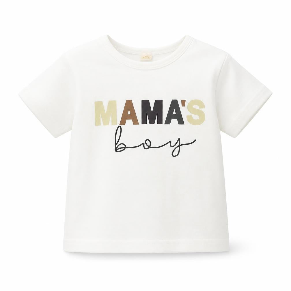 Preworn Boys White Polyester Basic T-Shirt Size 12 Months Round Neck Pullover - Mama's Boy