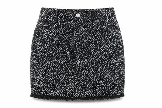 By Clara Womens Black Geometric Cotton Mini Skirt Size S Zip
