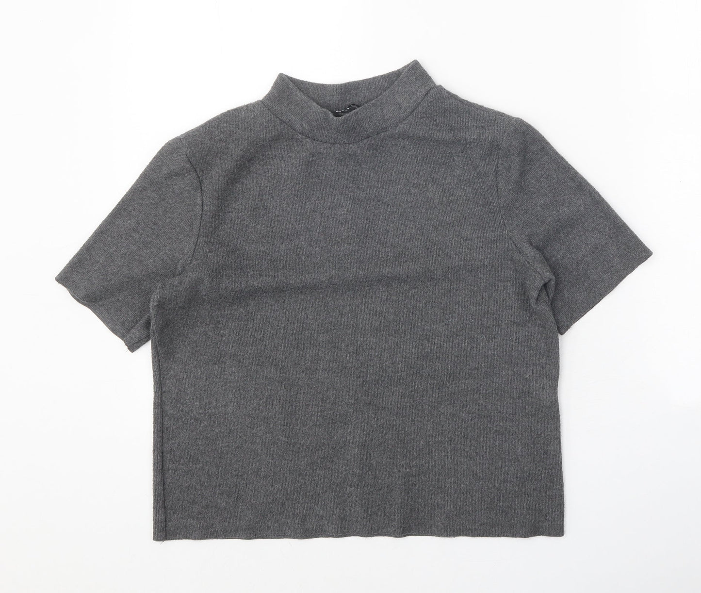 Zara Womens Grey Mock Neck Polyester Pullover Jumper Size M