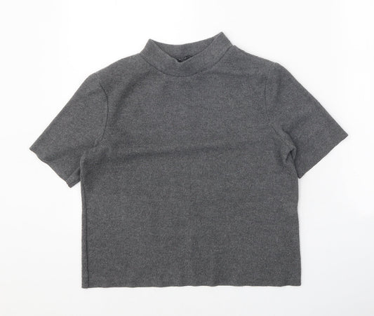 Zara Womens Grey Mock Neck Polyester Pullover Jumper Size M