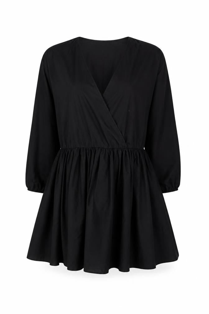 ASOS Womens Black Polyester Skater Dress Size 10 V-Neck Pullover