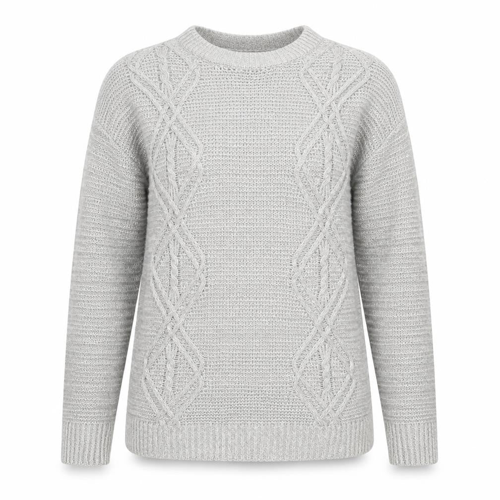 Papaya Womens Grey Round Neck Acrylic Pullover Jumper Size S
