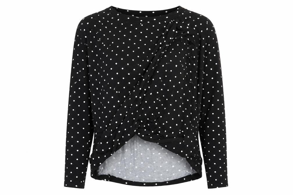 George Womens Black Polka Dot Viscose Basic Blouse Size 10 Boat Neck
