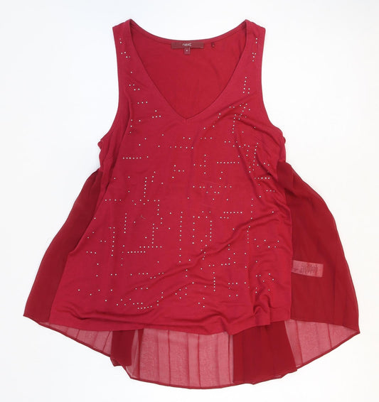NEXT Womens Pink Polyester Basic Tank Size 8 V-Neck