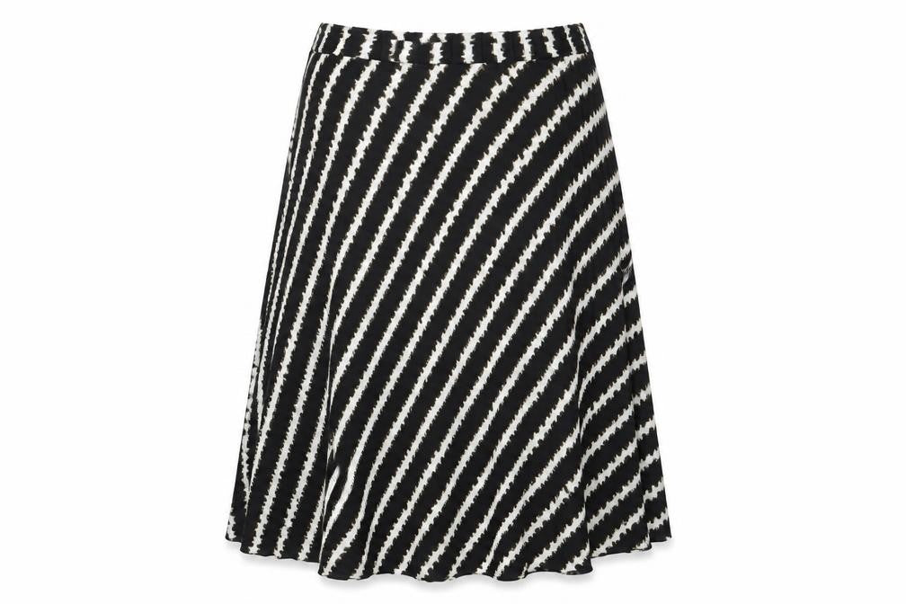 Marks & Spencer Womens Black Striped Polyester Swing Skirt Size 14