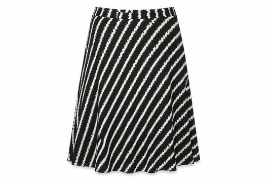 Marks & Spencer Womens Black Striped Polyester Swing Skirt Size 14