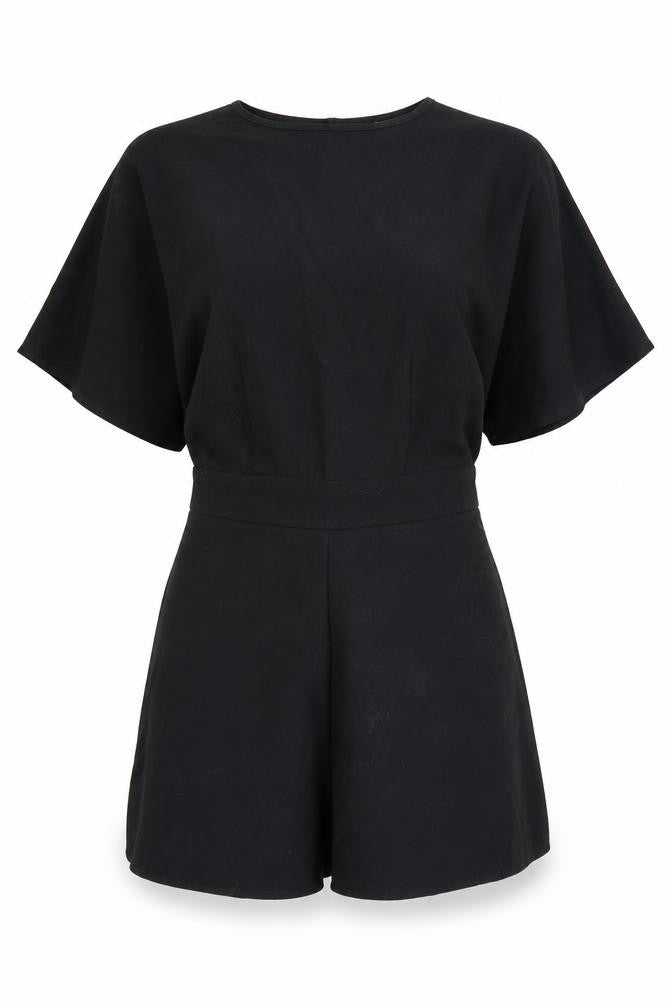 ASOS Womens Black Polyester Playsuit One-Piece Size 6 Zip