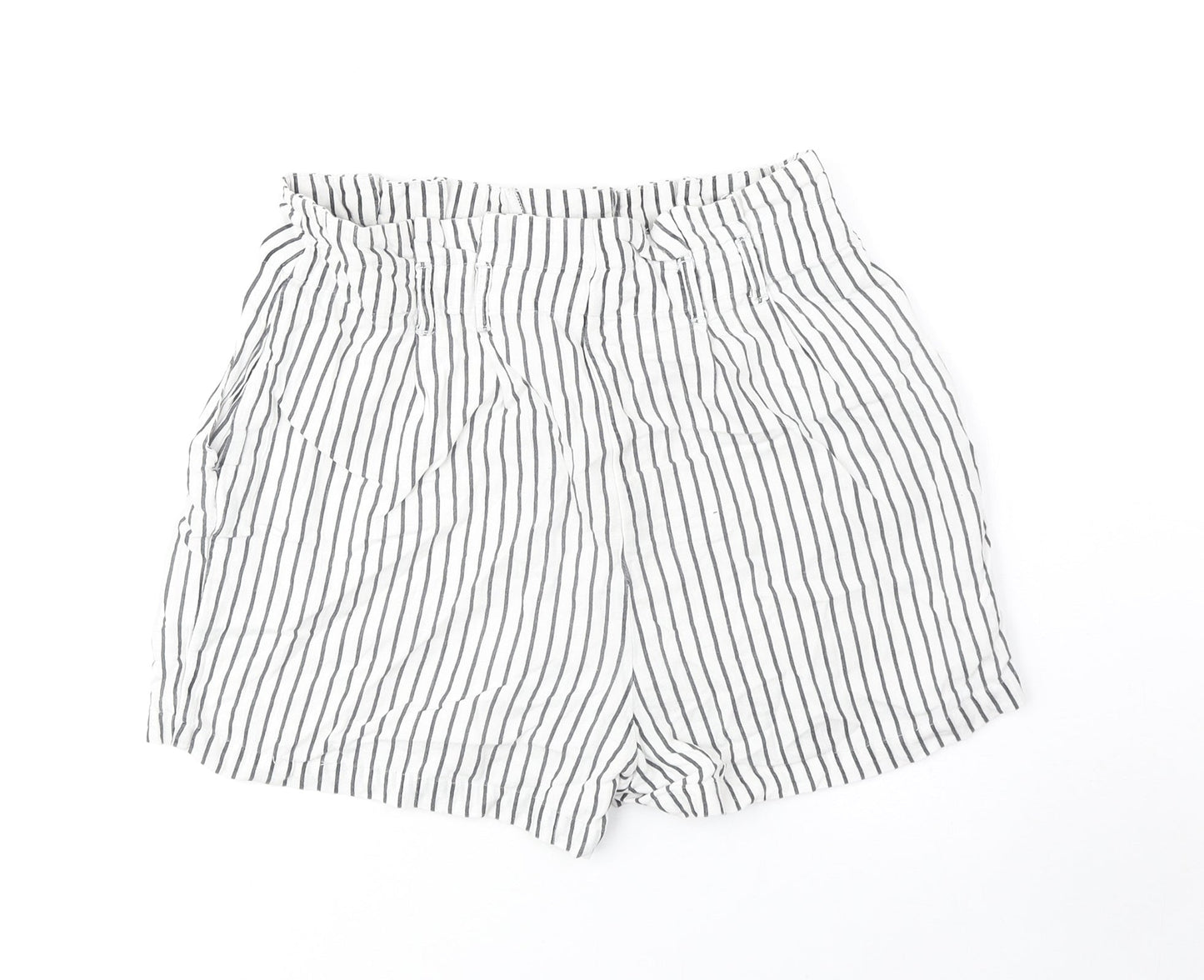 VERO MODA Womens White Striped Polyester Culotte Shorts Size S Regular Zip