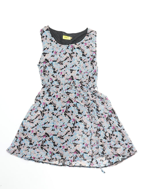 Max C Womens Multicoloured Floral Polyester Fit & Flare Size M Scoop Neck Pullover
