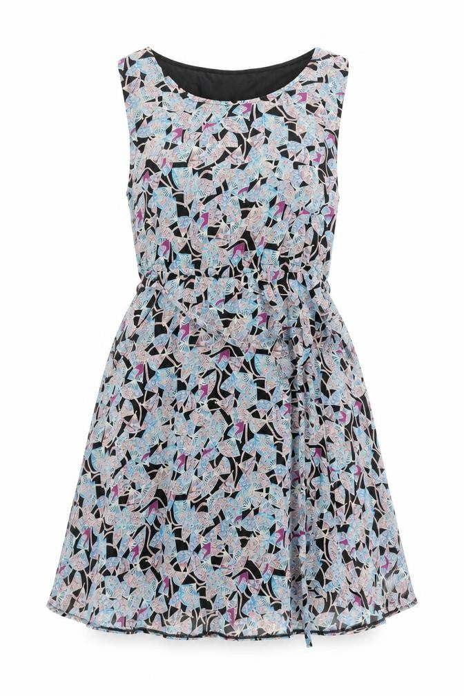 Max C Womens Multicoloured Floral Polyester Fit & Flare Size M Scoop Neck Pullover