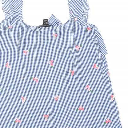Atmosphere Womens Beige Check Polyester Basic Tank Size 8 Round Neck - Flower Detail