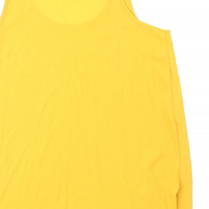 Primark Womens Yellow Polyester Basic Tank Size 12 Scoop Neck