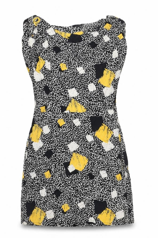 Miss Selfridge Womens Black Geometric Polyester Mini Size 8 Boat Neck Pullover