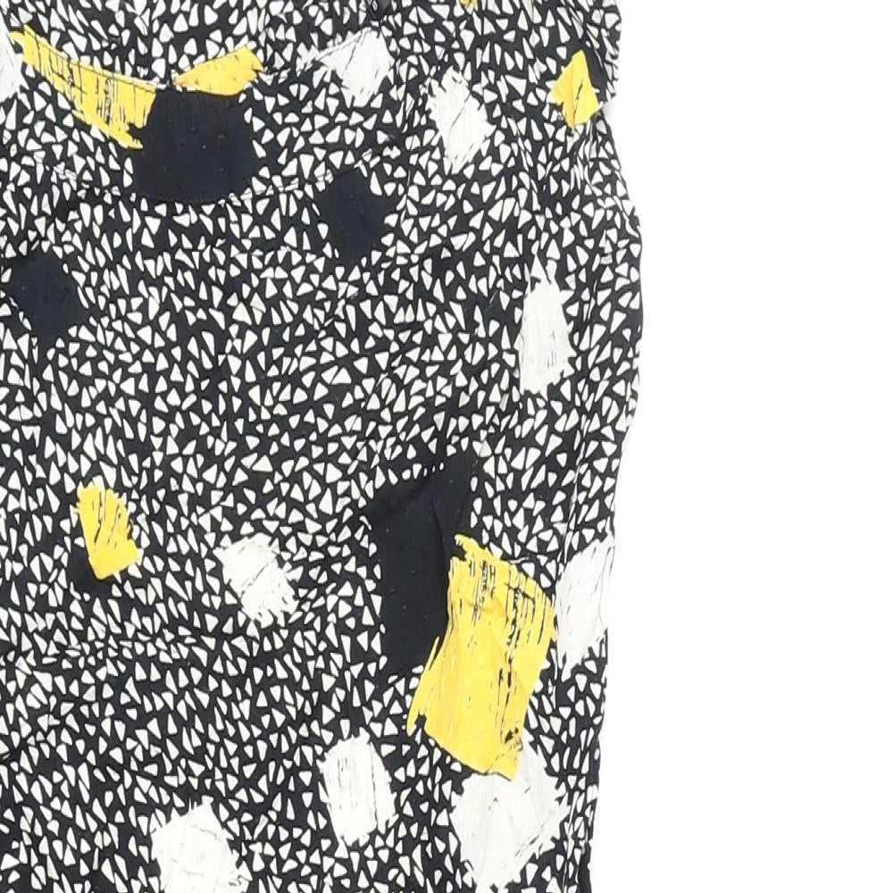 Miss Selfridge Womens Black Geometric Polyester Mini Size 8 Boat Neck Pullover