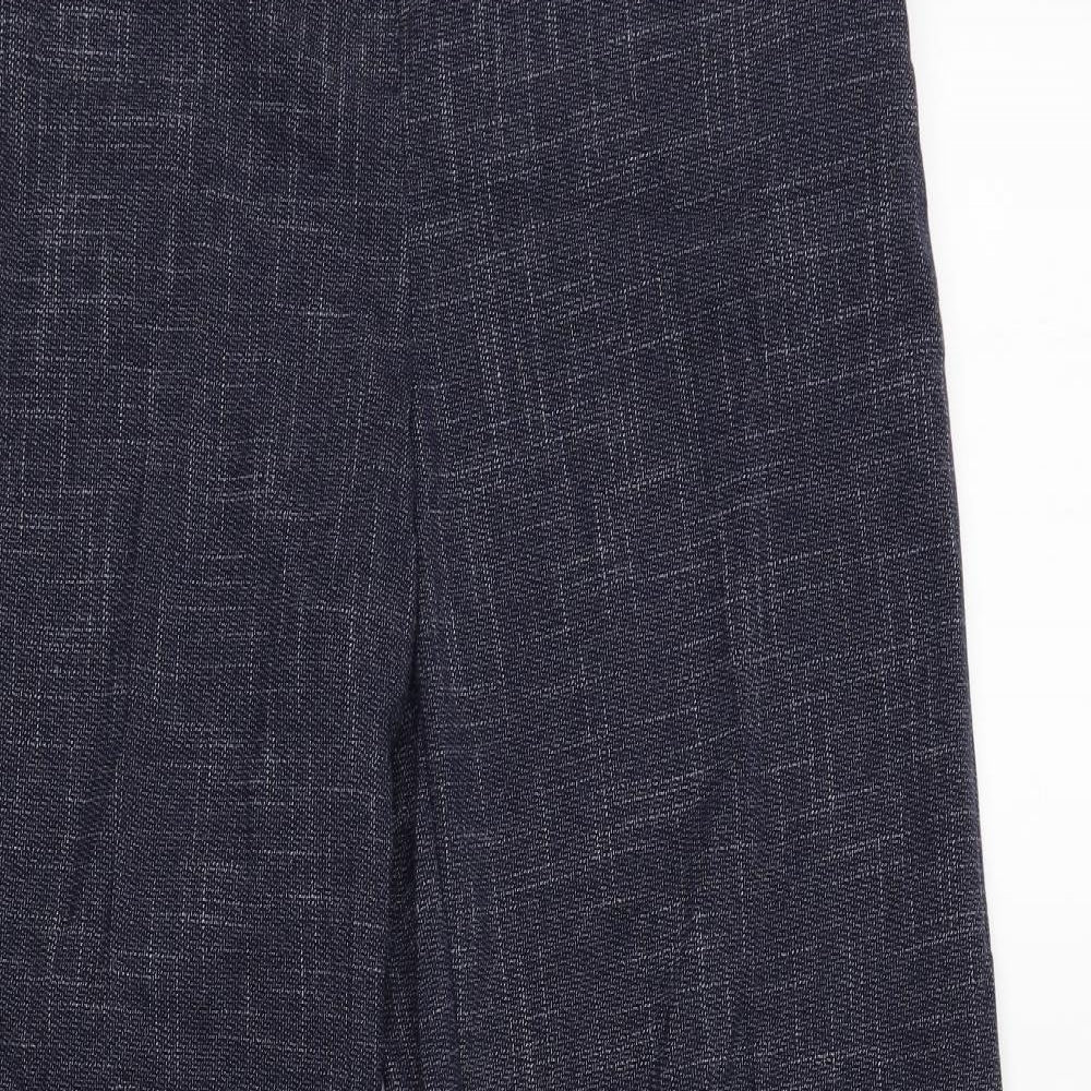 Marks and Spencer Womens Blue Geometric Polyester Trousers Size 10 L30 in Regular Zip