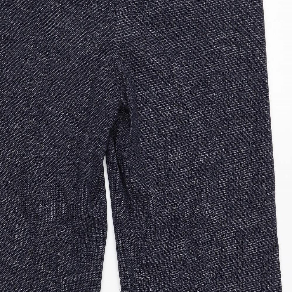 Marks and Spencer Womens Blue Geometric Polyester Trousers Size 10 L30 in Regular Zip