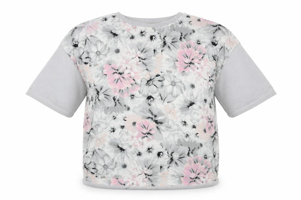 David Emanuel Womens Grey Round Neck Floral Polyester Pullover Jumper Size S